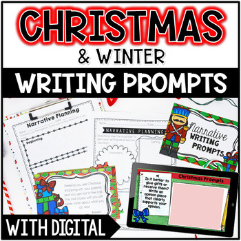 Preview of Christmas & Winter Writing Prompts - w/ Digital Writing Google Slides™