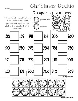 Christmas / Winter Comparing Numbers (Place Value: Greater Than / Less ...