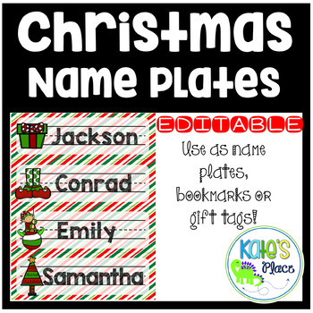 Preview of Christmas/Winter Editable Name Plates/Bookmarks/Gift Tags