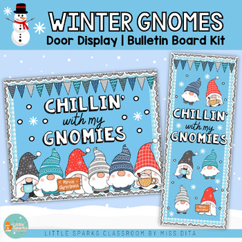 Preview of Christmas Winter Gnomes Door Display | Bulletin Board Kit