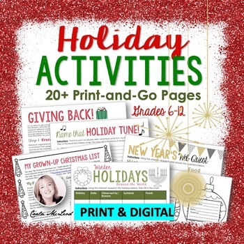 Preview of Christmas Activities & Winter Holiday Activities Middle School & High School