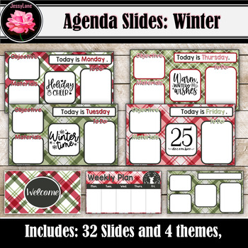 Preview of Christmas Winter Holiday December Themed - Google Slides Agenda