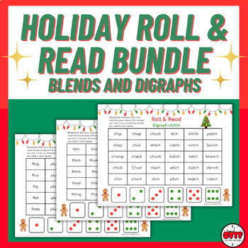 Preview of Christmas / Winter / Holiday Themed Roll and Read Bundle (Blends and Digraphs)