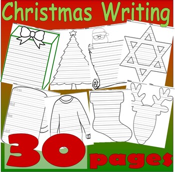 Preview of Christmas Holidays Journal Writing Paper PRIMARY LINES Shaped Poetry