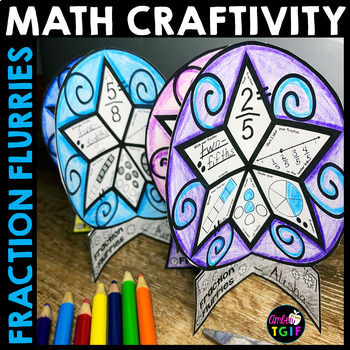Preview of Winter Math Craft Activities Introduction to Fractions Snowflakes Snowglobe