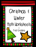 Christmas & Winter- Math Worksheets for 1st Grade- No Prep