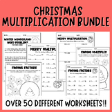 Christmas | Winter Multiplication Worksheet Bundle | 3rd |