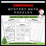 Christmas & Winter Mystery Math Puzzles Set -Practice Mult