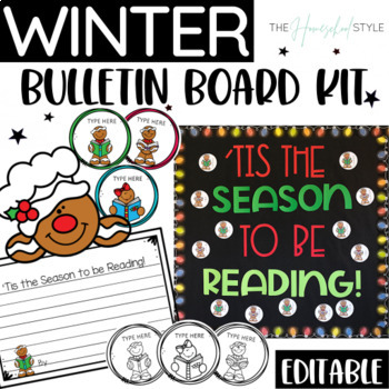 Preview of Christmas Winter Reading Bulletin Board and Editable Gingerbread Craftivity