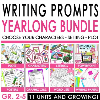 Preview of Fun Writing Activities April, Spring Narrative Writing Prompts & Centers Bundle