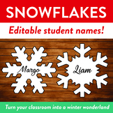 Christmas Winter Snowflakes - EDITABLE Student Names - Hol