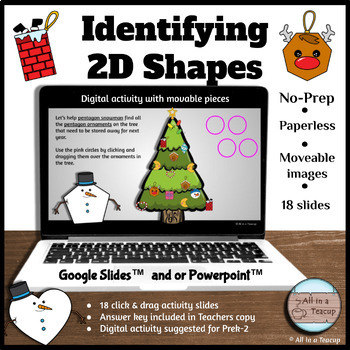Preview of Identifying 2D Shapes Christmas Winter Snowman Digital Activities
