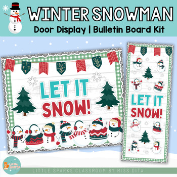 Preview of Christmas Winter Snowman | Let It Snow | Door Display | Bulletin Board Kit