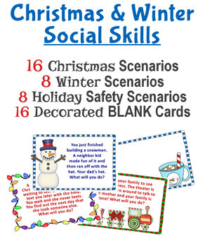 Preview of Christmas & Winter Social Skills Scenario Task Cards