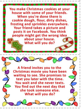 Christmas & Winter Social Skills Scenario Task Cards By The Playful Otter
