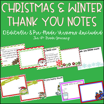 Preview of Christmas & Winter Thank You Notes--Editable & Pre-Made