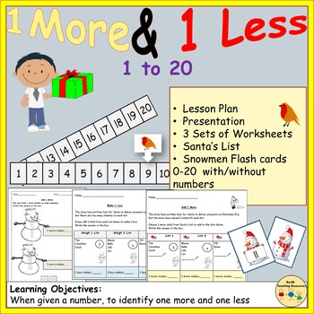 Preview of Christmas Winter Theme One More One Less Numbers Worksheet Activities