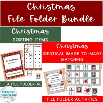 Preview of Christmas/Winter Themed File Folder Vocab, Object ID, Vocational Growing Bundle