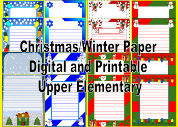 Preview of Christmas/Winter Themed Writing Paper - Digital and Printable  Upper Elementary