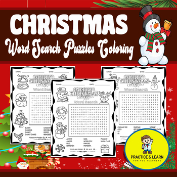 Christmas Winter Word Search Coloring Pages | December Vocabulary Puzzles