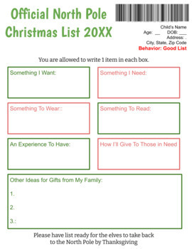 Christmas Wish List Template - Editable by My Digital Co-Teacher