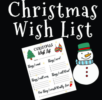 Christmas Wish List Template : Winter Writing Activities by MOBAAMAL