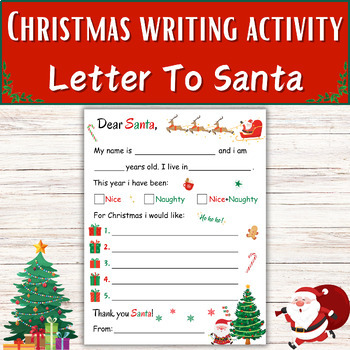 Christmas Wish List Writing Practice To Santa, Coloring Letter To Santa ...