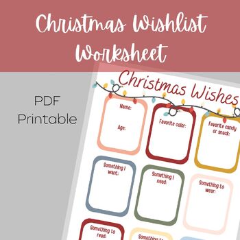 Christmas Wishlist Printable by Casey Kelley | TPT