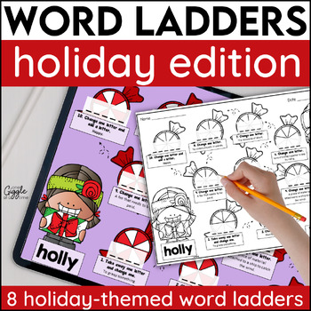 Preview of Christmas Holiday Word Chains Word Ladders  1st 2nd grade Word Work Vocabulary