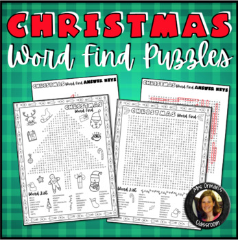 Preview of Christmas Word Find Word Search Puzzles