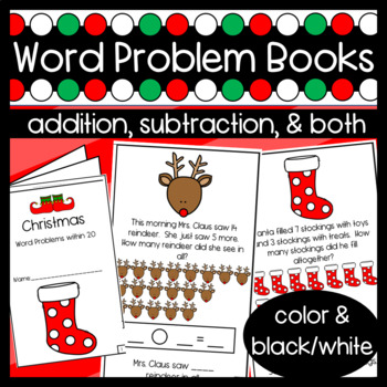 Preview of Christmas Word Problem Books: Addition and Subtraction within 10 & 20