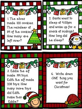 Christmas Word Problem Task Cards by 2 Teachers 1 Goal | TpT