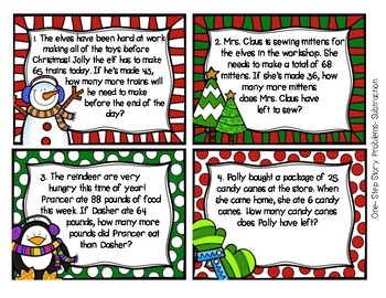 Christmas Word Problem TASK CARDS Second Grade by Miss V in Elementary