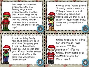 Christmas Word Problem Task Cards by Tied 2 Teaching | TpT