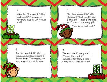 Christmas Word Problem Task Cards (3rd grade) by Teaching Naturally