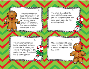 Christmas Word Problem Task Cards (2nd grade) by Teaching Naturally