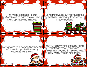 Christmas Word Problems Scoot by Elementary Educator | TPT