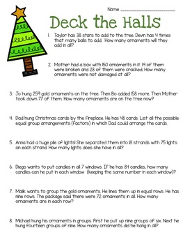 christmas word problems 4th grade by reading in disguise