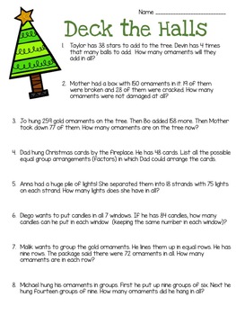 Christmas Word Problems 4th Grade By Reading In Disguise Tpt