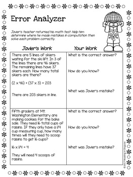 Winter Word Problems: 5th Grade by Reading in Disguise | TpT