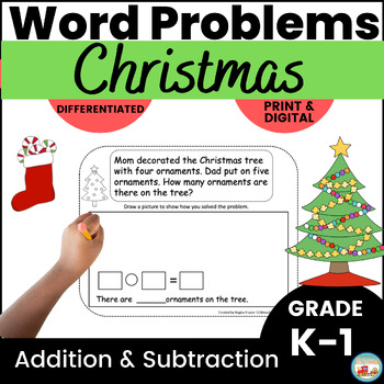 Christmas Word Problems Kindergarten 1st Grade, Addition and ...