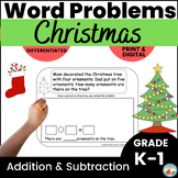 Christmas Word Problems Kindergarten 1st Grade, Addition a