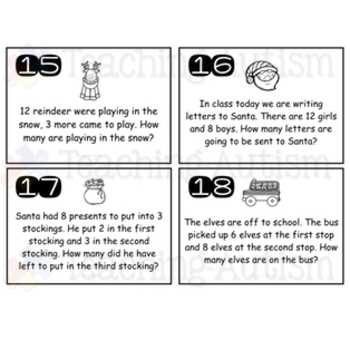 christmas word problems task cards by teaching autism tpt