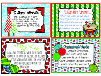 Christmas Word Review Task Cards by Formerly First Grade Faces | TPT