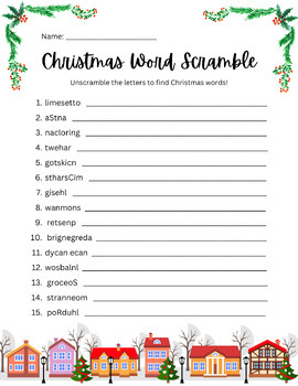 Christmas Word Scramble by MrsBaileyShop | TPT