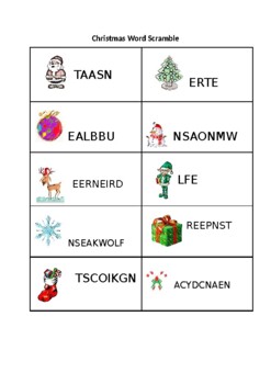 Preview of Christmas Word Scramble