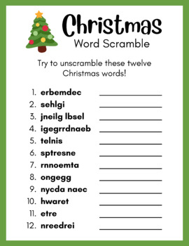 Christmas Word Scramble - Activity Sheet by Badger and Peach | TpT