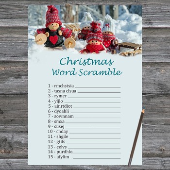 Christmas Word Scramble Game Printable,Christmas gnomes Christmas Activity