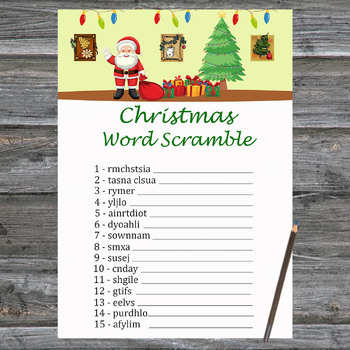 Christmas Word Scramble Game Printable,Happy Santa Claus Christmas Activity