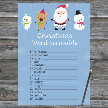 Christmas Word Scramble Game Printable,Happy Santa claus Christmas Activity